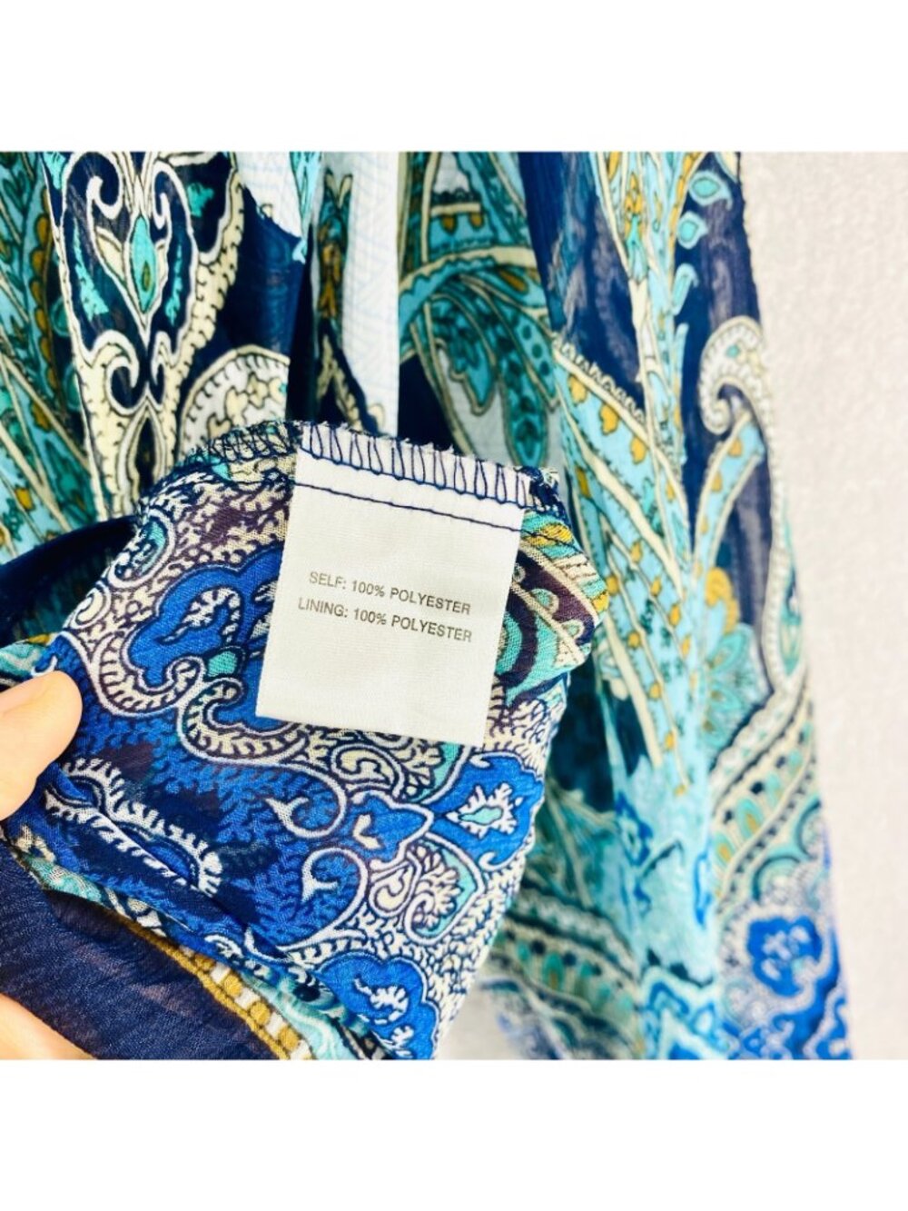 Rose Olive Cottagecore Top Womens L Blue Floral Blouse Lightweight Feminine - Picture 5 of 11